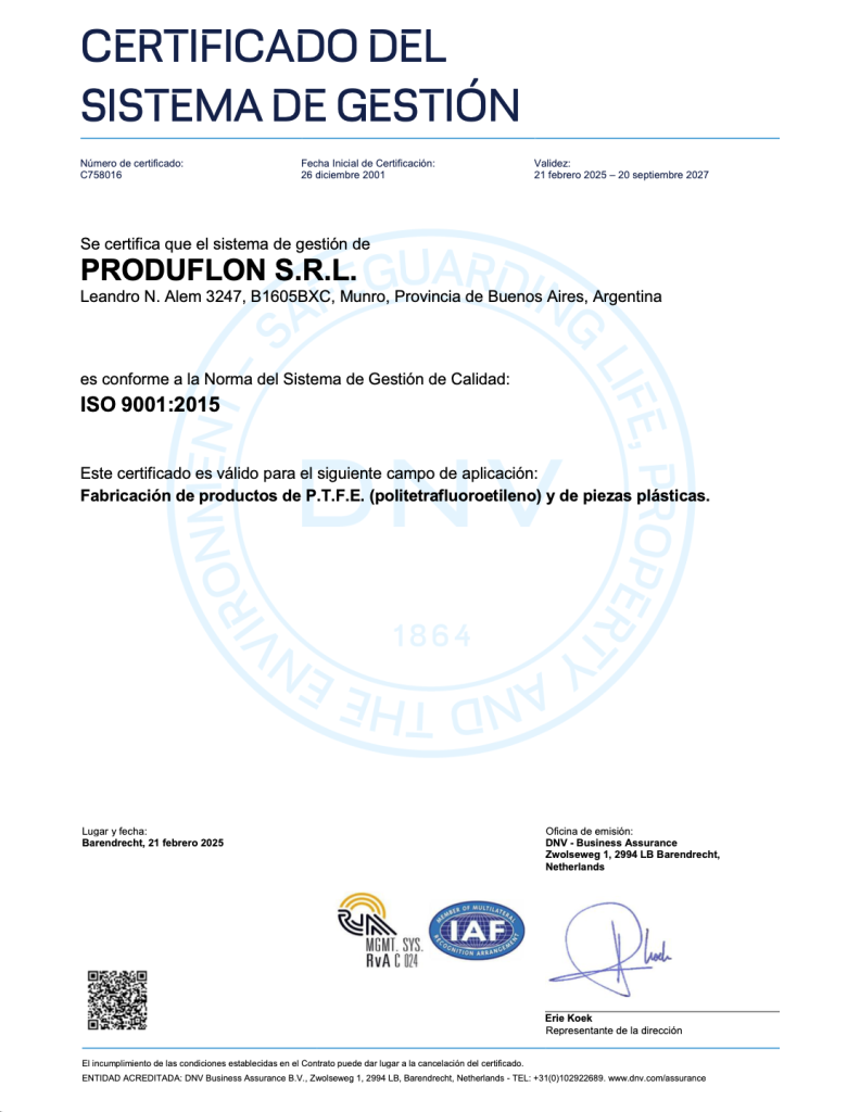 certificado calidad ISO 9001:2015